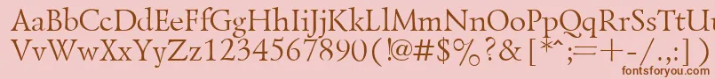 Czcionka LazurskyPlain.001.001 – brązowe czcionki na różowym tle