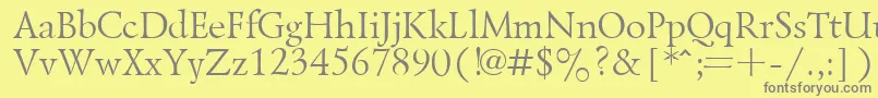 LazurskyPlain.001.001-fontti – harmaat kirjasimet keltaisella taustalla