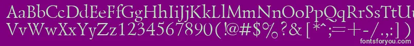 フォントLazurskyPlain.001.001 – 紫の背景に緑のフォント