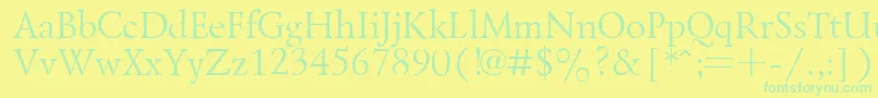 フォントLazurskyPlain.001.001 – 黄色い背景に緑の文字