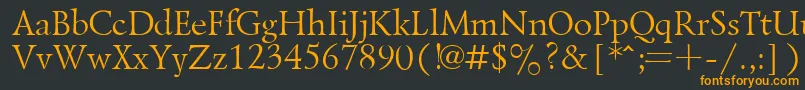 LazurskyPlain.001.001-fontti – oranssit fontit mustalla taustalla