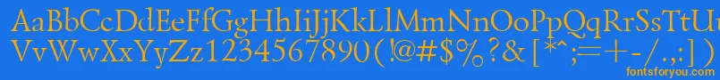 フォントLazurskyPlain.001.001 – オレンジ色の文字が青い背景にあります。