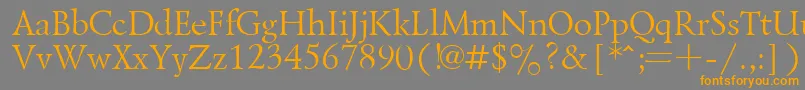 フォントLazurskyPlain.001.001 – オレンジの文字は灰色の背景にあります。
