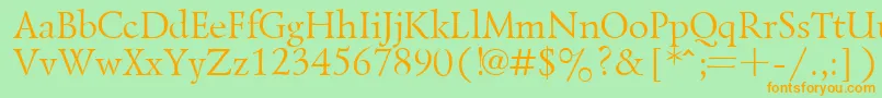 フォントLazurskyPlain.001.001 – オレンジの文字が緑の背景にあります。