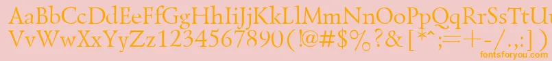 Fonte LazurskyPlain.001.001 – fontes laranjas em um fundo rosa