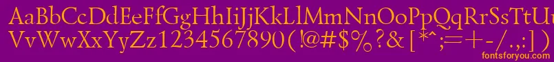 フォントLazurskyPlain.001.001 – 紫色の背景にオレンジのフォント