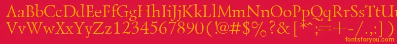 Czcionka LazurskyPlain.001.001 – pomarańczowe czcionki na czerwonym tle