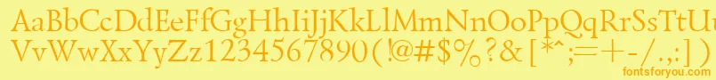 LazurskyPlain.001.001-fontti – oranssit fontit keltaisella taustalla