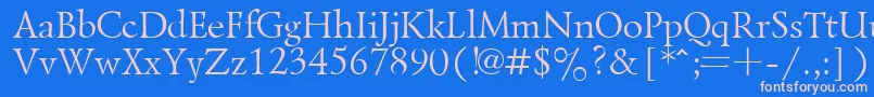 Czcionka LazurskyPlain.001.001 – różowe czcionki na niebieskim tle