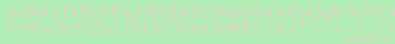 LazurskyPlain.001.001-fontti – vaaleanpunaiset fontit vihreällä taustalla