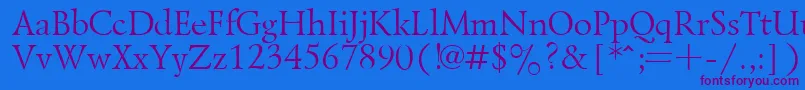 フォントLazurskyPlain.001.001 – 紫色のフォント、青い背景