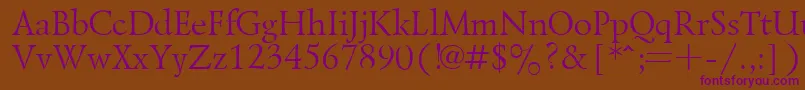 フォントLazurskyPlain.001.001 – 紫色のフォント、茶色の背景