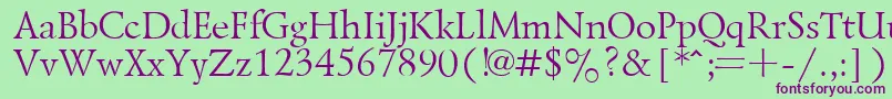フォントLazurskyPlain.001.001 – 緑の背景に紫のフォント