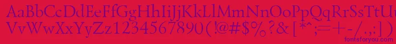 LazurskyPlain.001.001-fontti – violetit fontit punaisella taustalla