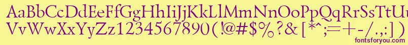 Czcionka LazurskyPlain.001.001 – fioletowe czcionki na żółtym tle