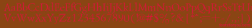 フォントLazurskyPlain.001.001 – 赤い文字が茶色の背景にあります。