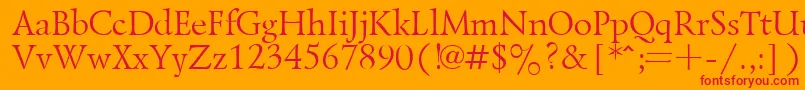Czcionka LazurskyPlain.001.001 – czerwone czcionki na pomarańczowym tle