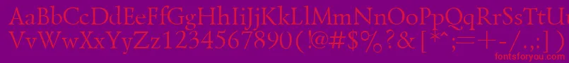 Czcionka LazurskyPlain.001.001 – czerwone czcionki na fioletowym tle