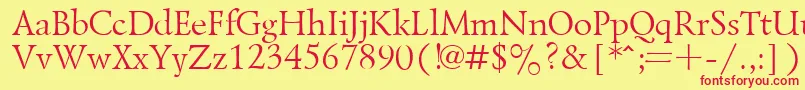 Czcionka LazurskyPlain.001.001 – czerwone czcionki na żółtym tle