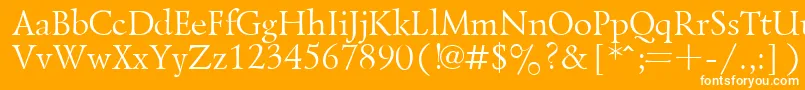 Fonte LazurskyPlain.001.001 – fontes brancas em um fundo laranja