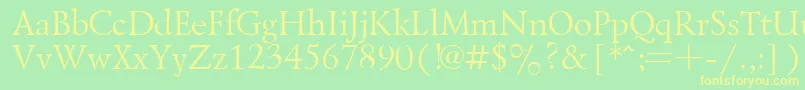 フォントLazurskyPlain.001.001 – 黄色の文字が緑の背景にあります