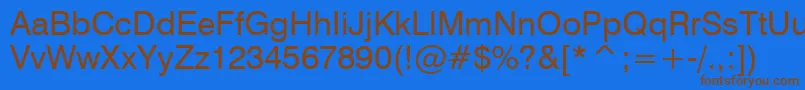 フォントSwiss721CyrillicBt – 茶色の文字が青い背景にあります。