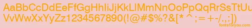 フォントSwiss721CyrillicBt – オレンジの文字がピンクの背景にあります。