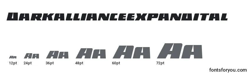 Размеры шрифта Darkallianceexpandital