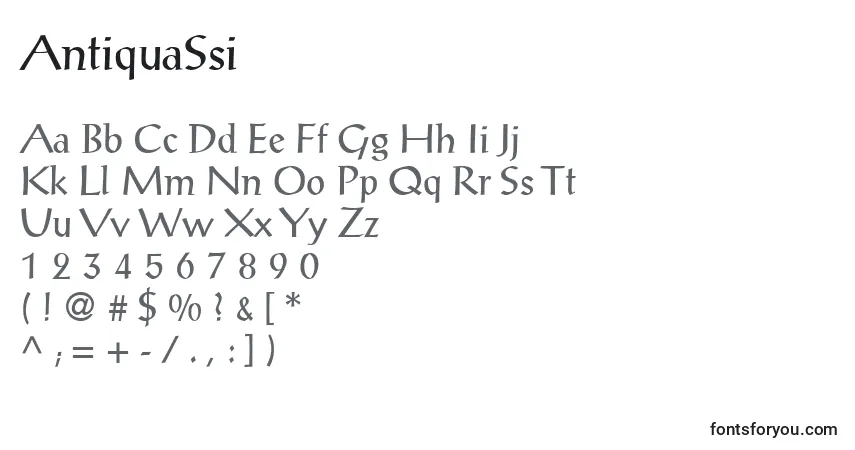 Schriftart AntiquaSsi – Alphabet, Zahlen, spezielle Symbole