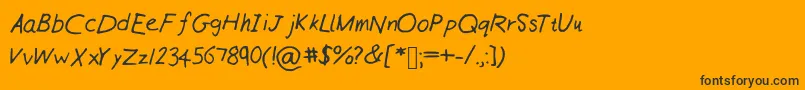 Czcionka Williamshandneat – czarne czcionki na pomarańczowym tle