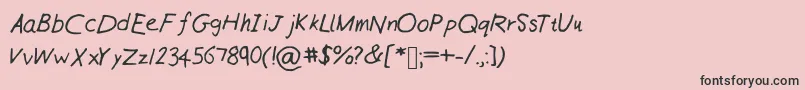 フォントWilliamshandneat – ピンクの背景に黒い文字