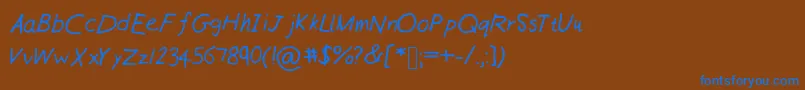 Шрифт Williamshandneat – синие шрифты на коричневом фоне