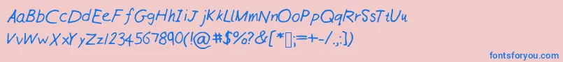 Czcionka Williamshandneat – niebieskie czcionki na różowym tle
