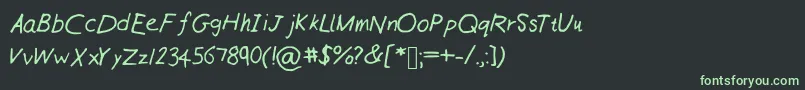 フォントWilliamshandneat – 黒い背景に緑の文字