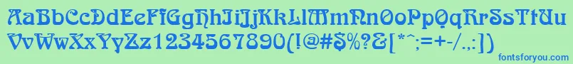 QtarniebRegular Font – Blue Fonts on Green Background