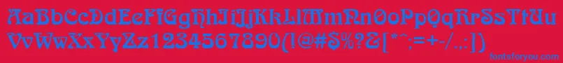 QtarniebRegular Font – Blue Fonts on Red Background