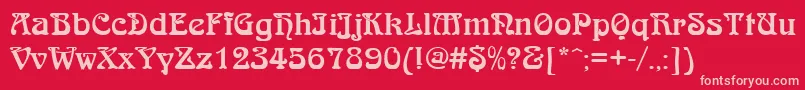 フォントQtarniebRegular – 赤い背景にピンクのフォント