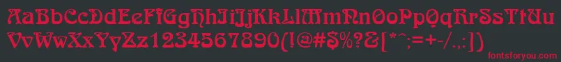 QtarniebRegular Font – Red Fonts on Black Background