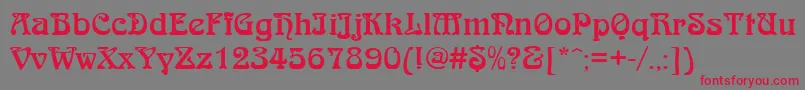 フォントQtarniebRegular – 赤い文字の灰色の背景