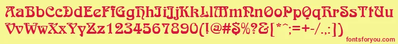 QtarniebRegular Font – Red Fonts on Yellow Background