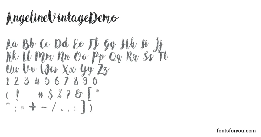 Шрифт AngelineVintageDemo (97616) – алфавит, цифры, специальные символы