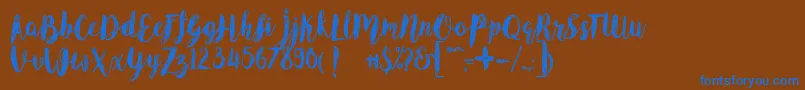 AngelineVintageDemo-fontti – siniset fontit ruskealla taustalla