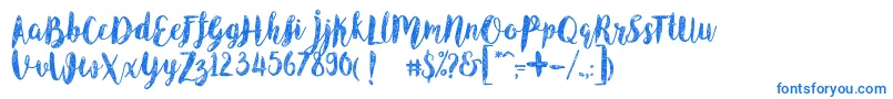 AngelineVintageDemo-Schriftart – Blaue Schriften auf weißem Hintergrund
