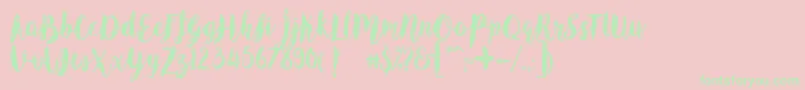 AngelineVintageDemo-fontti – vihreät fontit vaaleanpunaisella taustalla