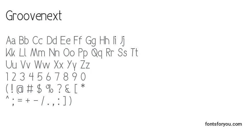A fonte Groovenext – alfabeto, números, caracteres especiais