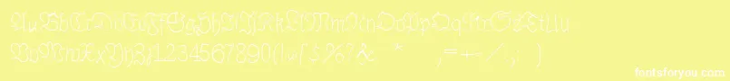 フォントBrokenhandlight – 黄色い背景に白い文字