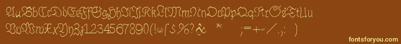 Brokenhandlight-Schriftart – Gelbe Schriften auf braunem Hintergrund