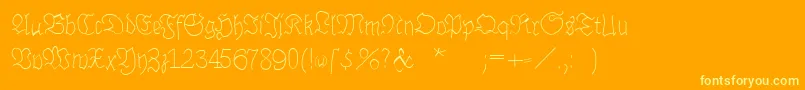 Fonte Brokenhandlight – fontes amarelas em um fundo laranja