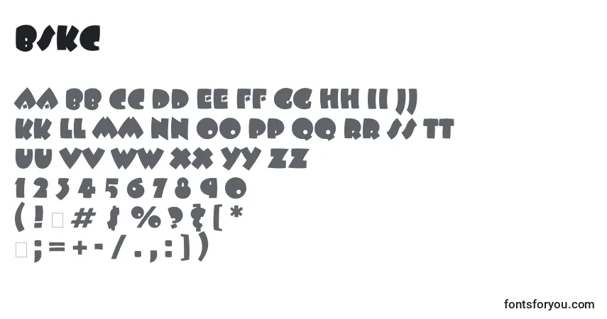 Czcionka BskC – alfabet, cyfry, specjalne znaki