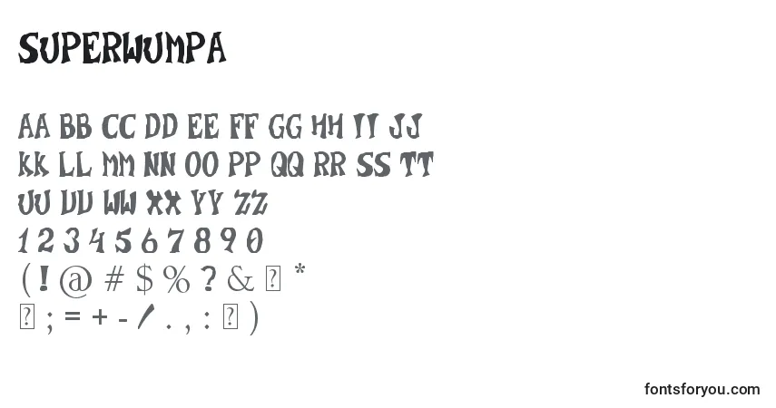SuperWumpa-fontti – aakkoset, numerot, erikoismerkit